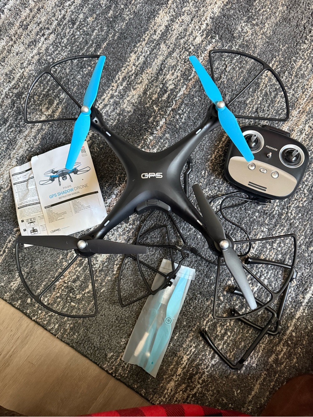 GPS Shadow Drone P70-GPS- Black with Blue Propellers